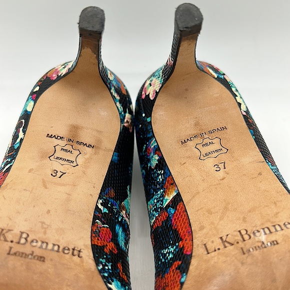 LK Bennett Floral Snake Skin Texture Leather Stiletto Heels Shoes *Sz 37/Sz 6* - Picture 10 of 10